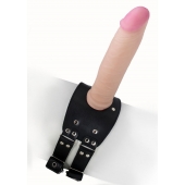 Черный узкий пояс на бедро с телесной насадкой - LOVETOY (А-Полимер) - купить с доставкой в Домодедово