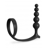 Черная анальная цепочка с эрекционным кольцом Ass-gasm Cockring Anal Beads - Pipedream - в Домодедово купить с доставкой