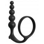 Черная анальная цепочка с эрекционным кольцом Ass-gasm Cockring Anal Beads - Pipedream - в Домодедово купить с доставкой