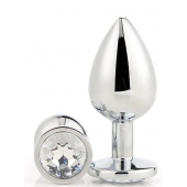 Серебристая анальная втулка с прозрачным кристаллом - 7,1 см. - Dream Toys - купить с доставкой в Домодедово