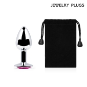 Серебристая анальная пробка с малиновым кристаллом - 7,2 см. - Anal Jewelry Plug - купить с доставкой в Домодедово