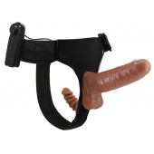 Страпон с вагинальной пробкой и вибрацией Ultra Passionate Harness - 16 см. - Baile - купить с доставкой в Домодедово