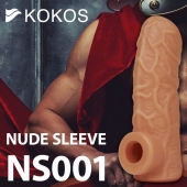 Телесная открытая насадка-реалистик с подхватом мошонки Nude Sleeve L - 14 см. - KOKOS - в Домодедово купить с доставкой