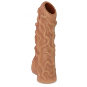 Телесная насадка с венками и открытой головкой Nude Sleeve L - 14 см. - KOKOS - в Домодедово купить с доставкой