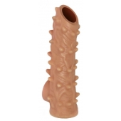 Телесная насадка с шипами и открытой головкой Nude Sleeve M - 12 см. - KOKOS - в Домодедово купить с доставкой