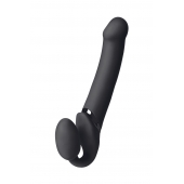 Черный безремневой вибрострапон Vibrating Bendable Strap-On L - Strap-on-me - купить с доставкой в Домодедово