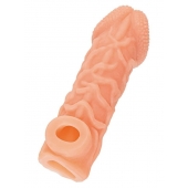 Телесная закрытая насадка с венками Cock Sleeve Size M - 15,6 см. - KOKOS - в Домодедово купить с доставкой