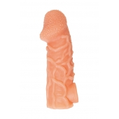 Телесная закрытая насадка с венками Cock Sleeve Size L - 17,6 см. - KOKOS - в Домодедово купить с доставкой
