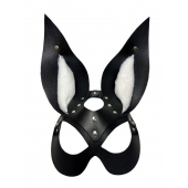 Черная маска зайки с белым мехом на ушках Miss Bunny - БДСМ Арсенал - купить с доставкой в Домодедово