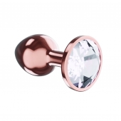 Пробка цвета розового золота с прозрачным кристаллом Diamond Moonstone Shine L - 8,3 см. - Lola Games - купить с доставкой в Домодедово