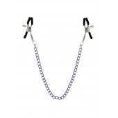 Зажимы для сосков с фиолетовой цепочкой Sweet Caress Nipple Chain - Sweet Caress - купить с доставкой в Домодедово