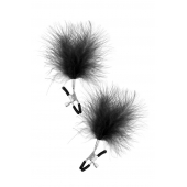Зажимы на соски с черными пуховыми кисточками Sweet Caress Feather Nipple Clumps - Sweet Caress - купить с доставкой в Домодедово