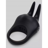 Черное эрекционное виброкольцо Sensation Rechargeable Vibrating Rabbit Love Ring - Fifty Shades of Grey - в Домодедово купить с доставкой