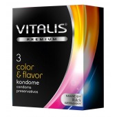 Цветные ароматизированные презервативы VITALIS PREMIUM color   flavor - 3 шт. - Vitalis - купить с доставкой в Домодедово