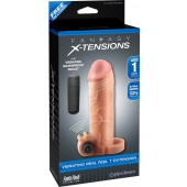 Телесная вибронасадка с кольцом  Vibrating Real Feel 1 Extension - 14 см. - Pipedream - в Домодедово купить с доставкой
