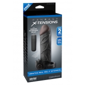 Чёрная вибронасадка с кольцом Vibrating Real Feel 2 Extension - 16 см. - Pipedream - в Домодедово купить с доставкой