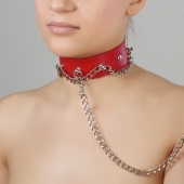 Красный ошейник из натуральной кожи - Sitabella - купить с доставкой в Домодедово