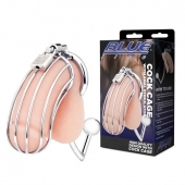 Серебристая металлическая клетка с анальным стимулятором Cock Cage - BlueLine - купить с доставкой в Домодедово