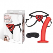 Красный поясной фаллоимитатор Red Heart Strap on Harness   5in Dildo Set - 12,25 см. - Lux Fetish - купить с доставкой в Домодедово