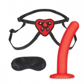 Красный поясной фаллоимитатор Red Heart Strap on Harness   5in Dildo Set - 12,25 см. - Lux Fetish - купить с доставкой в Домодедово