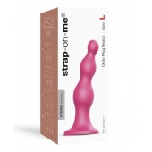 Розовая насадка Strap-On-Me Dildo Plug Beads size L - Strap-on-me - купить с доставкой в Домодедово