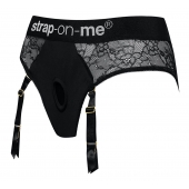 Черные трусики для насадок Diva Lingerie Harness - size L - Strap-on-me - купить с доставкой в Домодедово
