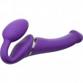 Фиолетовый безремневой вибрострапон Vibrating Bendable Strap-On - size L - Strap-on-me - купить с доставкой в Домодедово