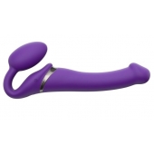 Фиолетовый безремневой вибрострапон Vibrating Bendable Strap-On - size L - Strap-on-me - купить с доставкой в Домодедово
