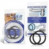 Набор из двух черных силиконовых колец разного диаметра SILICONE COCK RING SET - BlueLine - в Домодедово купить с доставкой