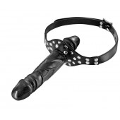 Черный кляп-фаллоимитатор Double Penis Gag - Fetish Tentation - купить с доставкой в Домодедово