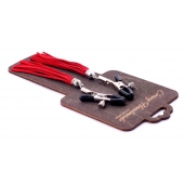 Металлические зажимы на соски с красными замшевыми кисточками - Crazy Handmade - купить с доставкой в Домодедово