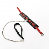 Черный ошейник с красным ремешком и поводком - Crazy Handmade - купить с доставкой в Домодедово