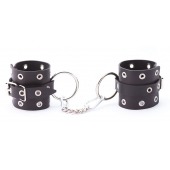 Черные кожаные наручники с люверсами - Crazy Handmade - купить с доставкой в Домодедово