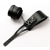 Черные кожаные оковы с креплением в виде веревочек - Crazy Handmade - купить с доставкой в Домодедово