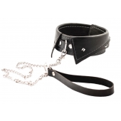 Черный ошейник-воротничок с металлическим поводком - Crazy Handmade - купить с доставкой в Домодедово