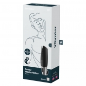 Черный мастурбатор с вибрацией Power Masturbator - Satisfyer - в Домодедово купить с доставкой
