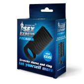 Черная открытая насадка на пенис с кольцом для мошонки XXXL-size - 9,9 см. - Sex Expert - в Домодедово купить с доставкой