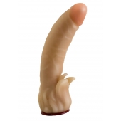 Телесная гелевая насадка-фаллос с клиторальными лепестками - 18,5 см. - LOVETOY (А-Полимер) - купить с доставкой в Домодедово