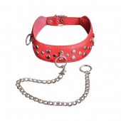 Красный кожаный ошейник с карабином и поводком - Sitabella - купить с доставкой в Домодедово