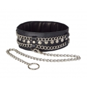 Чёрный ошейник с цепочками и поводком - Sitabella - купить с доставкой в Домодедово