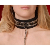 Чёрный ошейник с цепочками и поводком - Sitabella - купить с доставкой в Домодедово
