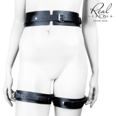 Черный кожаный пояс с гартерами - L-XL - Notabu - купить с доставкой в Домодедово