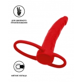 Красная насадка на пенис для двойного проникновения Black Red - 16,5 см. - ToyFa - купить с доставкой в Домодедово