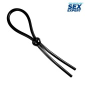 Черное силиконовое лассо с шариком для утяжки - Sex Expert - в Домодедово купить с доставкой