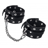 Черные кожаные однослойные оковы с люверсами - Pecado - купить с доставкой в Домодедово