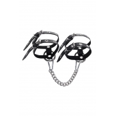 Черные однослойные кожаные оковы из двух ремешков - Pecado - купить с доставкой в Домодедово