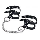 Черные однослойные кожаные оковы из двух ремешков - Pecado - купить с доставкой в Домодедово