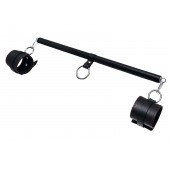 Черная распорка для ног с кожаными манжетами - Pecado - купить с доставкой в Домодедово