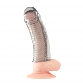 Текстурированная насадка на пенис Clear Textured Penis Enhancing Sleeve Extension - 16,5 см. - BlueLine - в Домодедово купить с доставкой