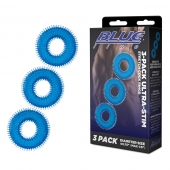 Комплект из трех голубых колец для эрекции 3-Pack Ultra-Stim Stretch Cock Rings - BlueLine - в Домодедово купить с доставкой